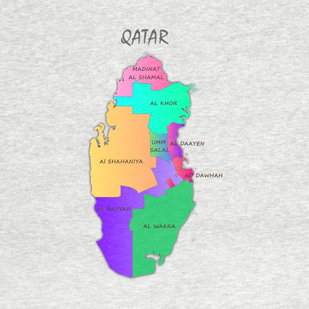 Map of Qatar with municipalities. Political map. Vector by Mashmosh